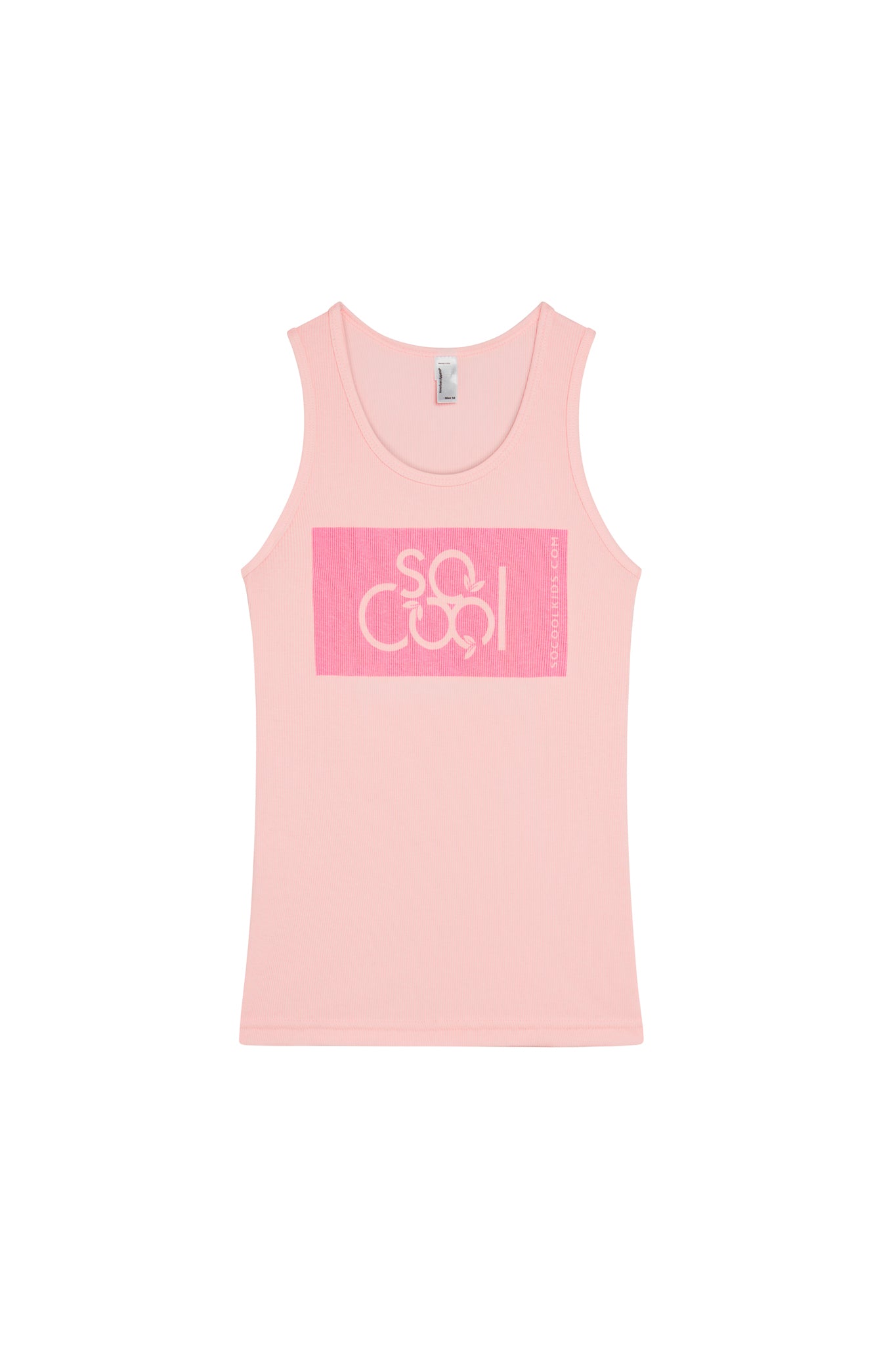 Ribbed Logo Girls Tank Top / Pink - SOCOOLKIDS