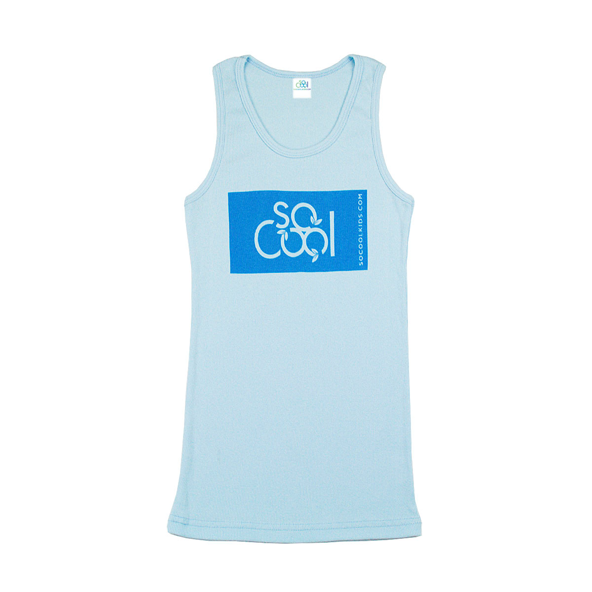 100% Cotton, Logo Rib Tank/Blue