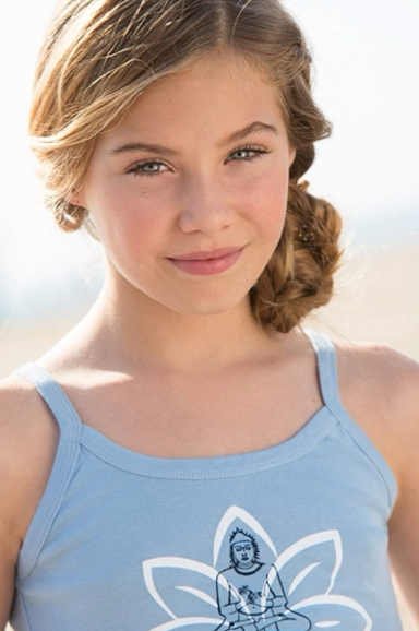 Spaghetti Strap Yoga Tank Top/White on Blue - SOCOOLKIDS