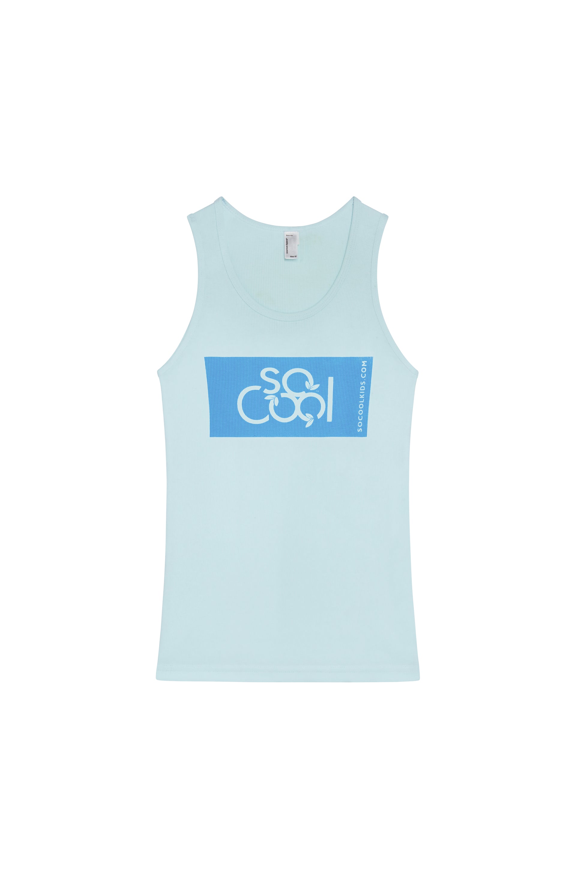 Ribbed Logo Girls Tank Top / Blue - SOCOOLKIDS